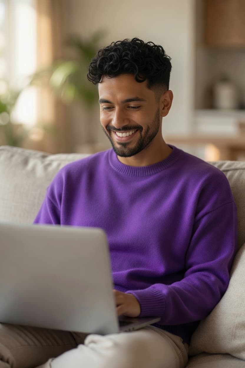 Entrepreneur smiling with a laptop